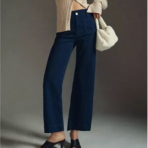 Anthropologie Maeve The Colette Cropped Wide-Leg Pants Blue Size 31